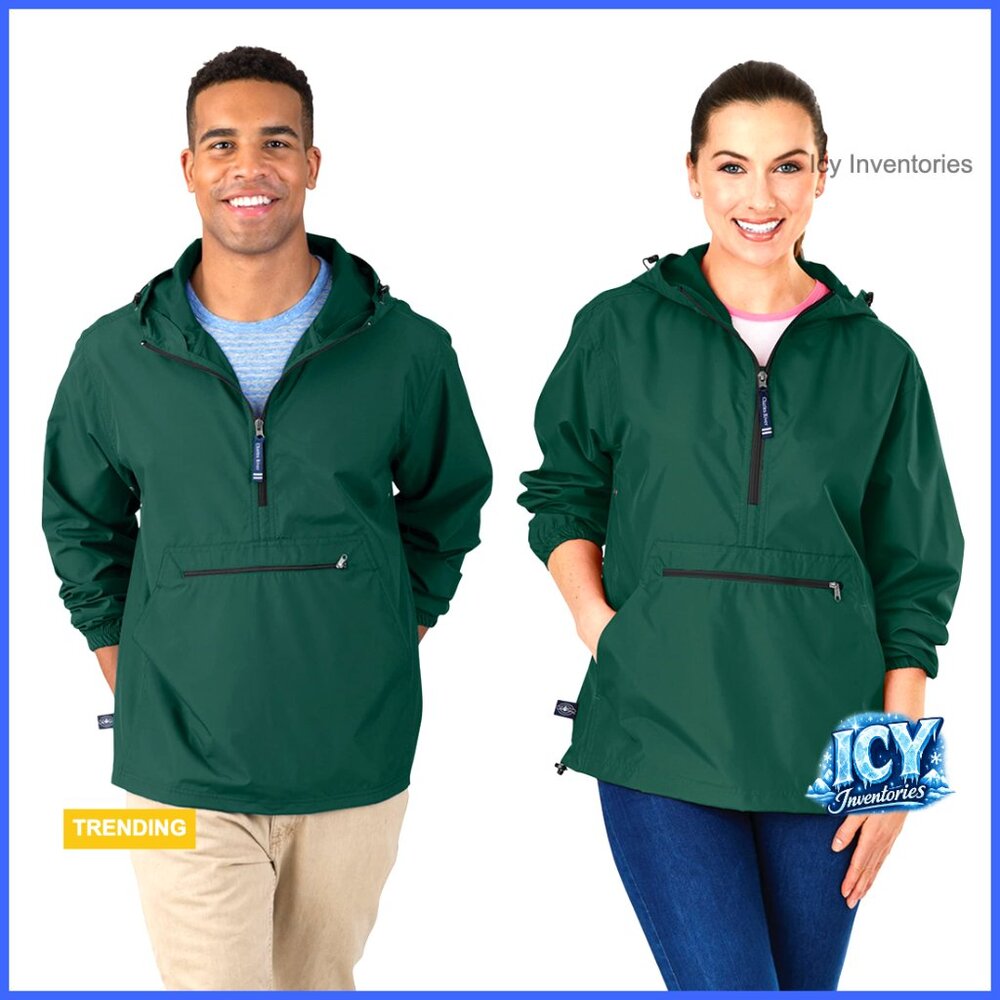 Water-Resistant Windbreaker Pullover Anorak with Packable Pouch